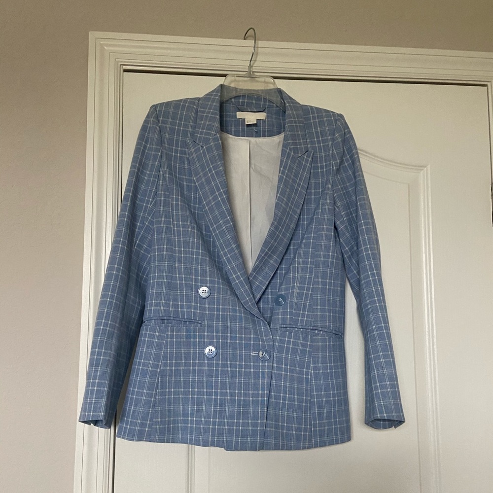H&M Blue Plaid Blazer